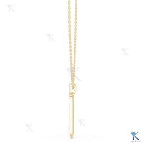 Yellow Gold Lab Grown Diamond Pave <b>Dog</b> <b>Tag</b> Pendant Necklace Minimalist Design Unisex Everyday Wear Wedding Anniversary Gift - Product Image 5