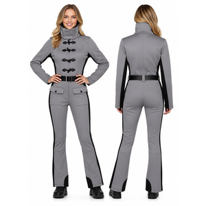 Combinaison de ski une pièce pour femme, imperméable, col montant, ceinturée, avec poches, pour l'hiver - Product Image 2