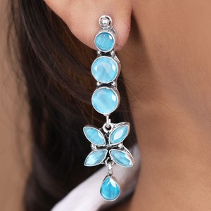 Oxidized <b>Silver</b> Brass <b>Long</b> Dangle Bell Drop <b>Earrings</b> | Wedding Statement for Women | Wholesale Bulk Factory Direct Manufacturer - Product Image 5