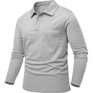 High Quality Men's New High Quality Long Sleeves Mens Polo <b>Shirt</b> Stand-up <b>Collar</b> Solid <b>T</b>-<b>shirt</b> Long Sleeves OEM Men Polo <b>Shirts</b> - Product Image 1