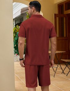 Nuevo Conjunto de Camiseta Polo con Cierre y Pantalones Cortos Deportivos para Hombre, de Poliéster, Casual, Transpirable, con Estampado Floral, Ligero, para Gimnasio, Entrenamiento, Running - Product Image 3