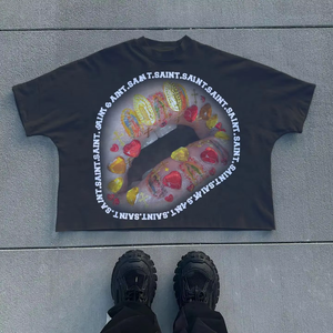 Camiseta recortada de gran tamaño con logotipo personalizado, camisetas cuadradas para hombre, camiseta lisa 300GSM Hearyweight de algodón DTG para niños, camiseta recortada para hombre - Product Image 3