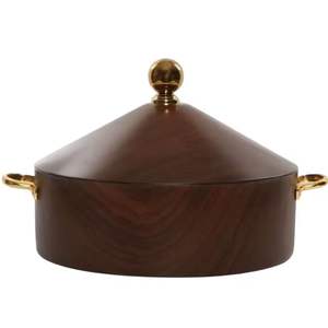 Plat de service de luxe en acier inoxydable doré avec support ajouré et couvercle dôme, chauffe-plats de buffet - Product Image 4