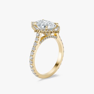 แหวนหมั้นเพชรทรงลูกแพร์ 3.70 กะรัต พร้อมวงแหวนประดับเพชรแบบ Pave ในทอง 14K สำหรับงานแต่งงานและงานเลี้ยง - Product Image 4