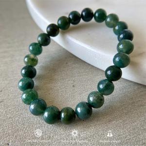 Natural Moss Agate <b>Bracelet</b> Green Dendritic Agate <b>Beaded</b> <b>Bracelet</b> For Healing Reiki Energy Jewelry Wholesale 8mm - Product Image 3