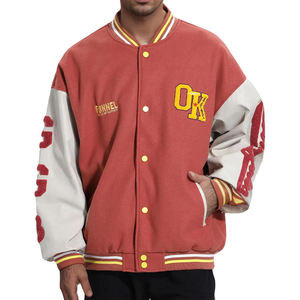 Chaqueta de Forro Polar de Primavera de Alta Calidad, Ligera, con Botones, Estilo Americano, Puños de Punto Acanalado, Corte Holgado, Chaqueta Varsity con Parches Frontales - Product Image 2