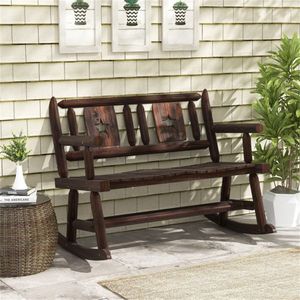 Doppia Sedia a Dondolo in Legno per Giardino, Divano Doppio per Sedute Confortevoli - Product Image 5