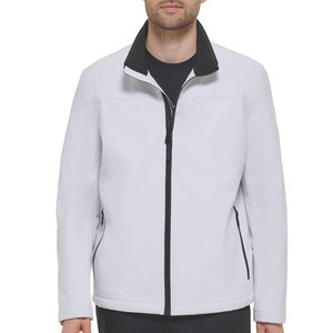 Oem Service <b>Mens</b> <b>White</b> Color <b>Jacket</b> Stand Collar Zipper Closure Windproof Casual Winter Wear Regular Fit Polyester Outerwear - Product Image 1