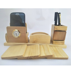 Wooden <b>Pen</b> Stand Personalized Office <b>Gift</b> Wholesale Price Promotional <b>Pen</b> And Pencil/Mobile <b>Pen</b> Holder With Coaster - Product Image 1