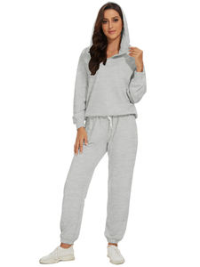 ชุดเซ็ตวอร์มลำลองสำหรับผู้ชาย แบบสวมใส่ได้ทั้งชายและหญิง สกรีนโลโก้ได้ตามต้องการ เหมาะสำหรับฤดูหนาว มีฮู้ดและกางเกงจ็อกเกอร์ ลายเรียบ สีพื้น ชุดสองชิ้นเข้าชุดกัน - Product Image 4