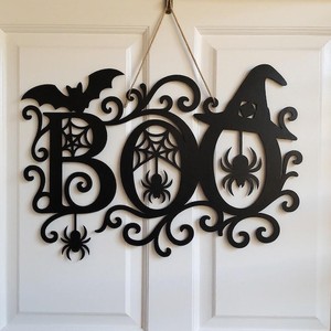 Halloween wooden custom Wall Art Witch Hat Pumpkin Bat Circular Decorative Hanging <b>Ornament</b> Traditional Design - Product Image 4