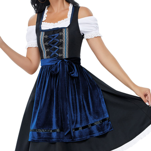 ชุดเดรส Dirndl แบบดั้งเดิมของเยอรมันสำหรับผู้หญิง ขายดีอันดับต้นๆ พร้อมผ้ากันเปื้อนปักลายและเชือกผูก ชุดพื้นเมืองบาวาเรียสำหรับสุภาพสตรี - Product Image 6