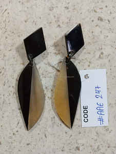 Talentosos artesanos indios hechos a mano altamente pulidos cuerno de toro Real pendientes de gota de Color marrón corte princesa diamante mejor calidad par - Product Image 2