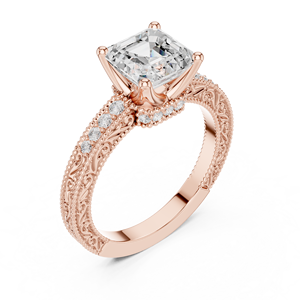 Classic 14k Solid Gold 2 CT Asscher Shape E VS1 Lab Grown Diamond IGI Certificate Women Engagement Wedding Ring - Product Image 5
