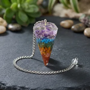 ลูกตุ้มจักระทั้งเจ็ดของ Orgone,มาพร้อมกับหินบำบัดสำหรับป้องกัน Emf ใช้เป็นลูกตุ้มจักระ - Product Image 2