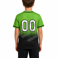 Jersey Baseball Unisex Sublimasi Custom Gradasi Hijau ke Hitam Lengan Pendek Kancing Depan Cepat Kering Seragam Tim Ukuran Besar