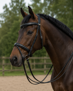 Bridon en cuir de qualité supérieure avec rênes, équipement d'équitation anglais durable, têtière équestre réglable et confortable pour la concours - Product Image 6