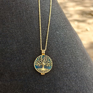 Collar con Colgante de Medallón Árbol de la Vida, Apatita y Jade, Bañado en Oro de 18k, Latón Sólido, Joyería Espiritual Ortodoxa con Símbolo - Product Image 6