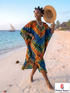 Women Premium Stylish <b>Kaftan</b> Dress Printed Beach Wear Elegant Loose Fit <b>Summer</b> Cover Up Island Style Bulk Manufacturer Supply - Product Image 3