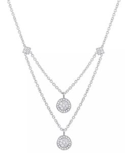 Collana con ciondolo a grappolo di diamanti Halo (1/4 ct. T. w.) in argento Sterling, estensore da 16 "2" | Macacy's - Product Image 1