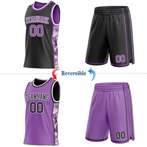 Conjunto de Uniforme de Baloncesto Reversible Morado Premium, Personalizable para Equipos, 100% Poliéster de Secado Rápido, Fabricante OEM ODM - Product Image 3