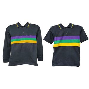 2024 Mardi gras vêtements pour papa et moi noir poitrine rayure manches courtes automne printemps polo tenues pour adultes et petits garçons - Product Image 1