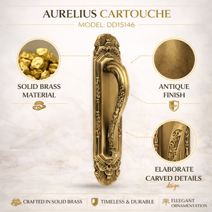 Manija de Puerta de Hotel de Latón Aurelius Cartouche, Moderna, Duradera y de Lujo |   Entrada Principal Clásica Decorativa Ornamentada para Exteriores - Product Image 5