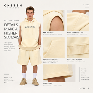 <b>Men</b> Solid French Terry Summer Casual Raw Hem Cut for Cut and Sew Boxy Baggy <b>Sleeveless</b> Athletic Cropped Hoodies - Product Image 5