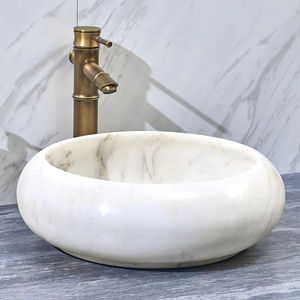 High Quality Luxury Natural Marble White Round Countertop Sink Wash <b>Basin</b> Eco-Friendly Durable Bathroom - Product Image 3
