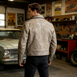 Blouson de moto en cuir PU pour homme TITAN TREAD WEAR, col montant, fermeture éclair, coupe classique, imperméable, style hiver, motard - Product Image 2