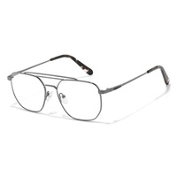 Lunettes de vue carrées à double pont en métal pour hommes, monture large de 55 mm avec plaquettes nasales ajustables, idéales pour le bureau et les sorties du week-end