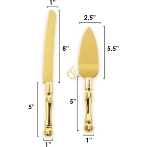 Ensemble de service à gâteau doré et coloré de haute qualité, couteau et spatule durables les plus vendus pour les mariages et les anniversaires - Product Image 3