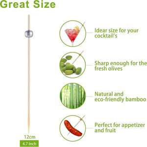 Stuzzicadenti in bambù da 4,7 pollici, 200 pezzi, per antipasti, bevande, dessert, spiedini per salumi e formaggi, ideali per l'ospitalità - Product Image 3