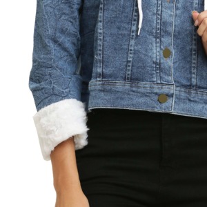Chaqueta de Mezclilla para Mujer al por Mayor, 440g, Algodón, Lavado Arena, Corte Regular Informal, Estampado Digital, Color en Contraste, Ecológica - Product Image 3