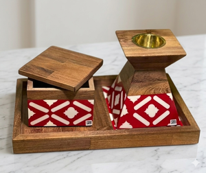 Coffret cadeau artisanal de Bakhoor arabe, design incrusté d'os et de nacre, écologique, religieux, ensemble de 3 brûleurs et boîtes - Product Image 1