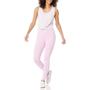 Leggings de yoga pour femmes, taille haute, rose uni, longueur intégrale, sans couture, extensibles dans quatre directions, taille élastique réfléchissante, avec poches - Product Image 3