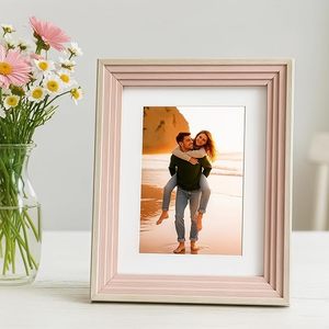 Cadre photo rectangulaire vertical en bois massif moderne, fait main, à poser sur table ou à accrocher au mur, avec design Jardin Botanique - Product Image 6