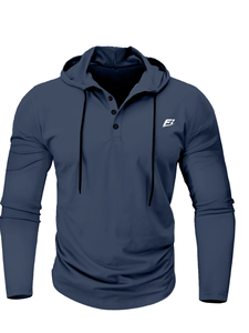 Men's Winter Outdoor Sports Hoodies Regular Fit Long Sleeve Drawstring Breathable Hooded Sweatshirts 100% Cotton Fleece OEM ODM - Product Image 4