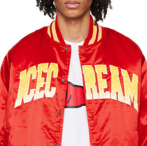 <b>Mens</b> Shiny Satin College Style Bomber <b>Jacket</b> <b>Lightweight</b> Casual Outerwear Ribbed Collar Winter Front Customizable Design High - Product Image 5