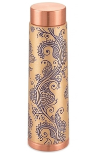 Eye Catching <b>Flower</b> <b>Sticker</b> design Pure Copper Metal Water Bottles Keeps Water Fresh - Product Image 5