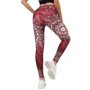 Women High Waist Full Length <b>Leggings</b> <b>Black</b> <b>White</b> Geometric Mandala Print Breathable Yoga Pants - Product Image 4