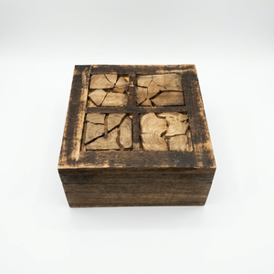 Boîte de rangement rectangulaire en bois, motif brique blanchie, faite à la main, personnalisée OEM ODM, boîte décorative DECORYUG - Product Image 2