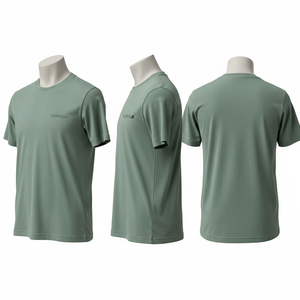 Men's Short Sleeve O-Neck T-Shirt Solid Color Quick Dry Regular Fit Casual Wear Heat-Transfer Print Front <b>Logo</b> - Product Image 1