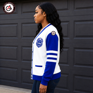 เสื้อคาร์ดิแกนปักลาย Zeta Phi Beta Winter Finer สำหรับผู้หญิง ติดกระดุมอะคริลิก |   ZOB Sorority ชุดปักลายสไตล์วินเทจสำหรับสุภาพสตรี - Product Image 3