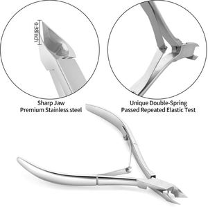 Juego de Cortacutículas 3 en 1 con Empujador y Cortador, Herramienta para Remover Cutículas de Acero Inoxidable Pulido, Kit de Manicura con Resorte Ajustable - Product Image 1
