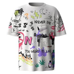 T-shirt surdimensionné à imprimé graffiti pour homme, streetwear, hip hop, tee-shirt imprimé vintage, mode décontractée, personnalisé, unisexe, coton/polyester - Product Image 1