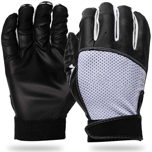 Custom Sports Classic Batting Gloves Adult Pairs Baseball Softball Spandex Grey Black <b>Hook</b> and Loop Closure Ambidextrous - Product Image 1
