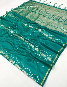 Sari de seda suave tejido a mano de primera calidad con trabajo de tejeduría, al precio más bajo, proveedor de Surat, exportador de moda femenina. - Product Image 3
