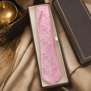 Corbata de Jacquard Floral Rosa Suave de Lujo para Hombre |   Accesorio de Corbata Ecológico Premium, Personalizado, para Bodas, Fiestas y Eventos Formales - Product Image 4