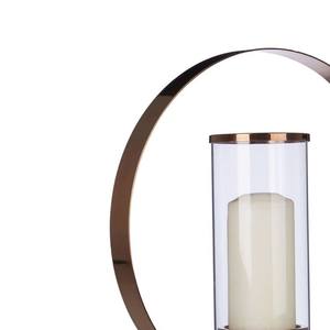 Candelabro Nórdico de Metal Redondo en Oro Rosa, Campana de Vidrio, Portavelas Geométrico para Decoración de Mesa de Boda de Lujo - Product Image 5